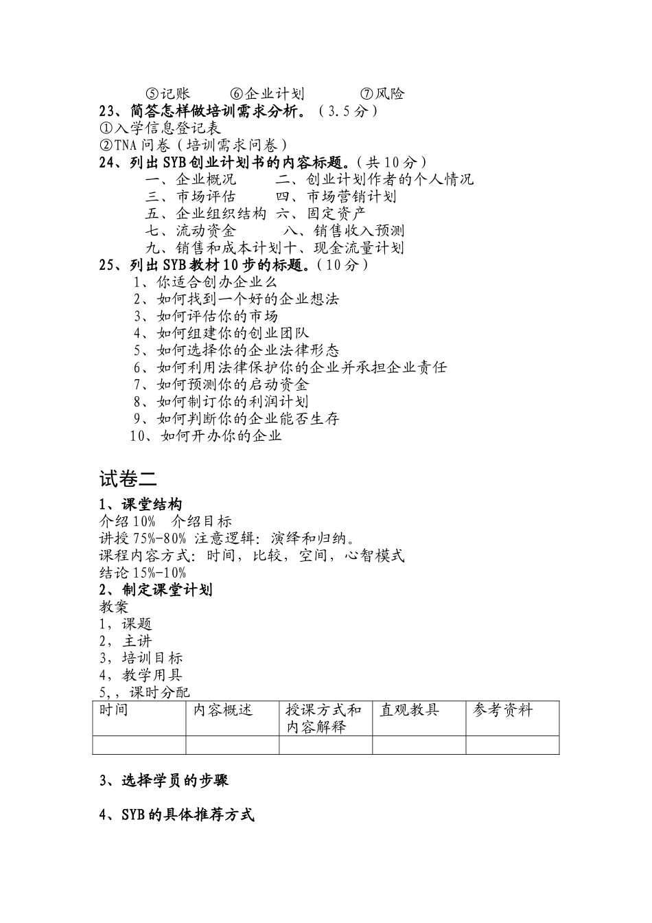 SYB创业培训讲师考试_第3页