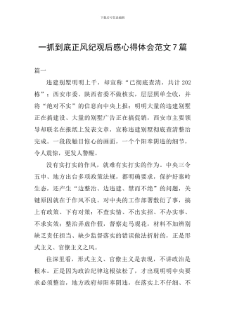一抓到底正风纪观后感心得体会范文7篇
