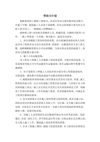 园林景观工程劳动力计划劳动力计划