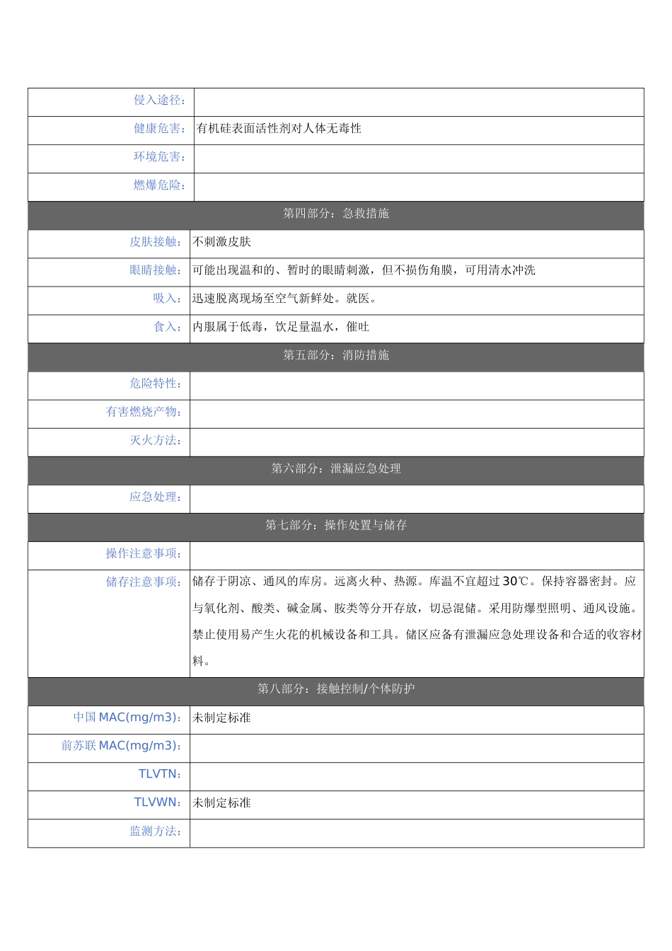 有机硅表面活性剂安全技术说明书_第2页