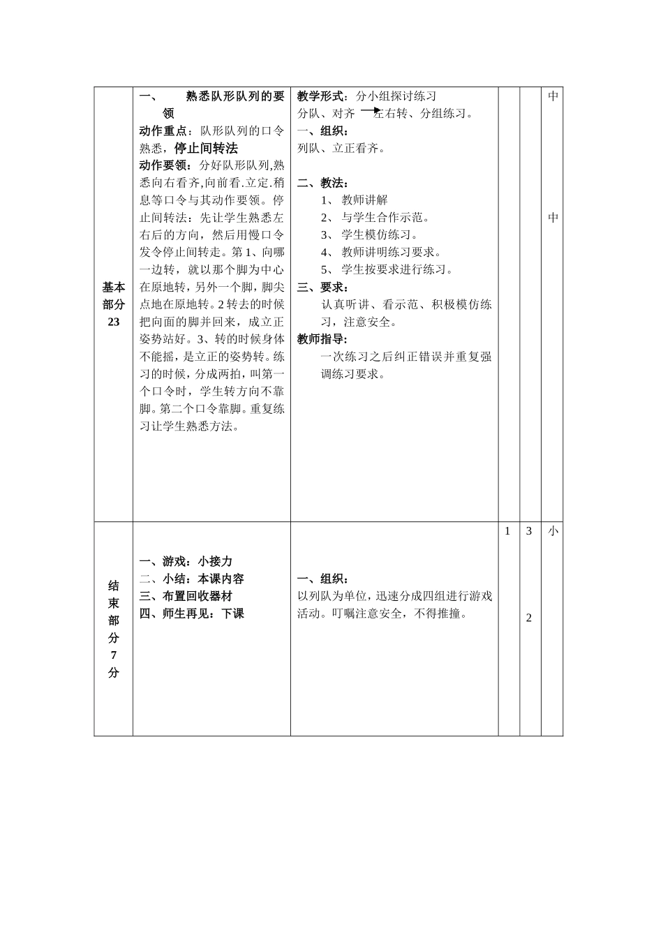 一年级队形队列教案_第2页