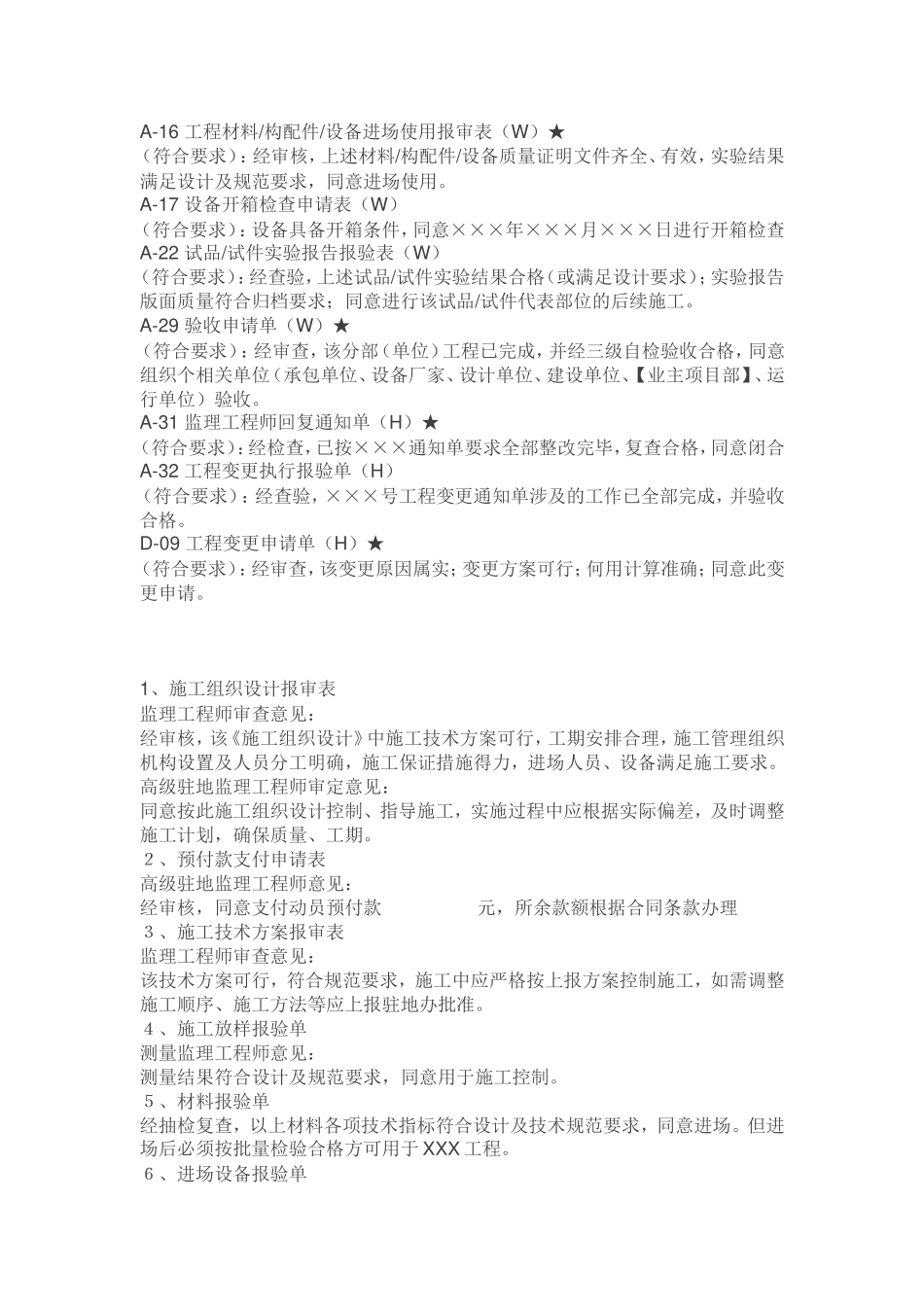 工程监理签字意见评语怎么写及范本格式_第2页