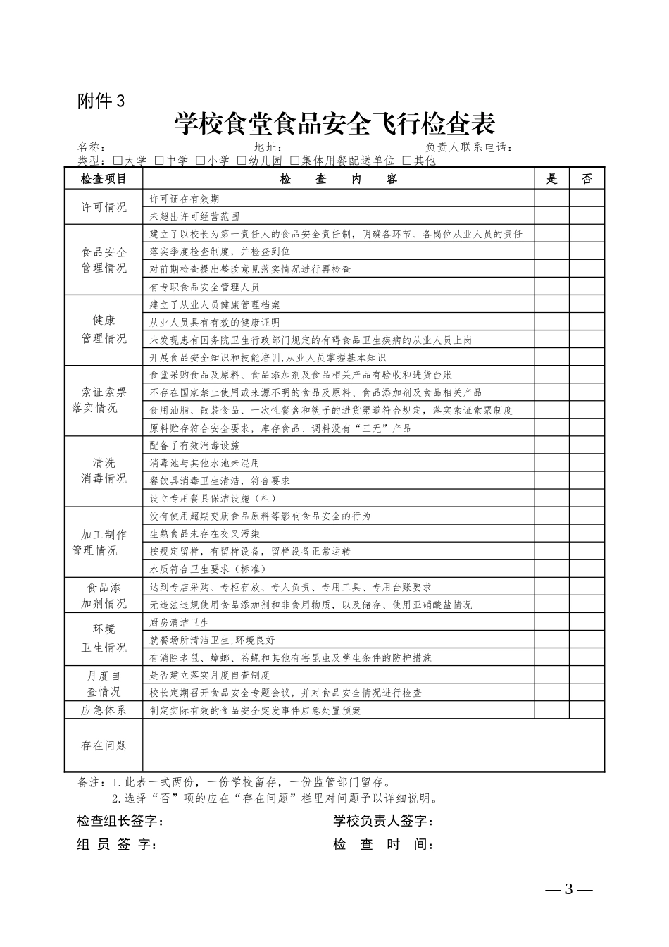 小学食堂食品安全月度自查表_第3页