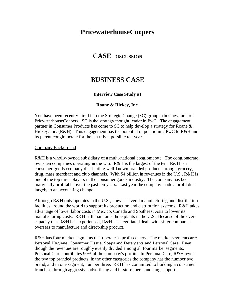 PWC普华永道面试案例case整理(两个案例)_第1页