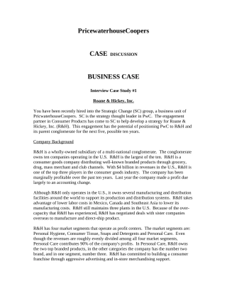 PWC普华永道面试案例case整理(两个案例)
