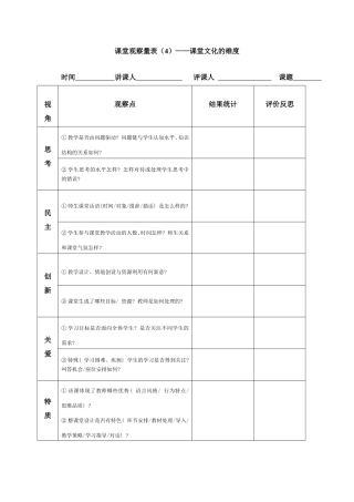英语课堂观察量（课堂文化）