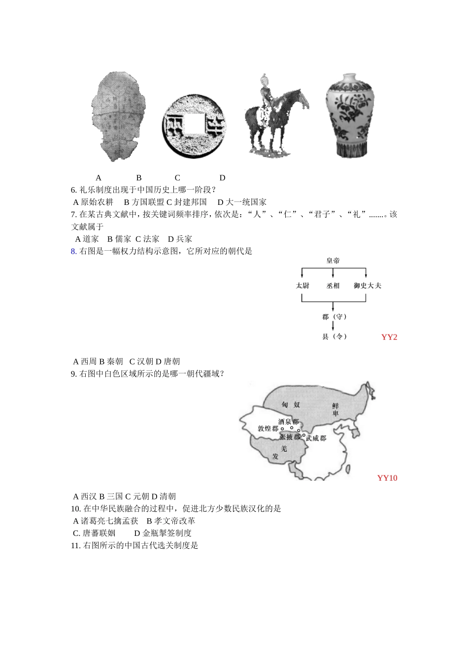 2016上海市普通高中学业考试合格考试历史试卷_第2页
