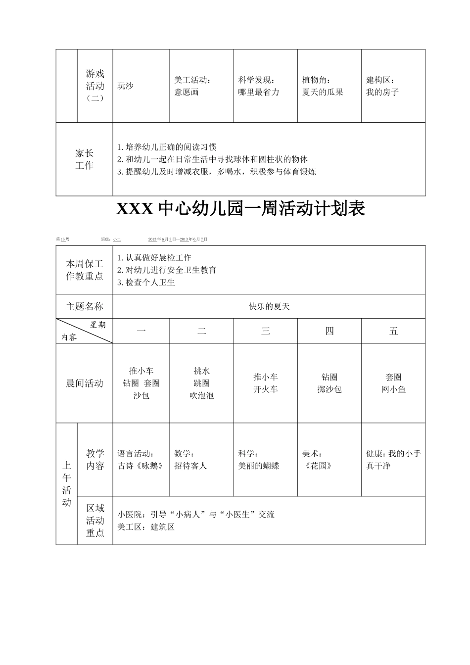 幼儿园一周活动计划表_第3页