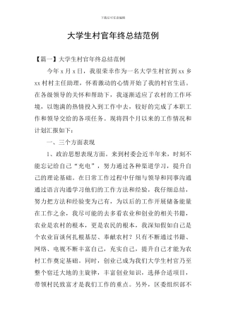 大学生村官年终总结范例