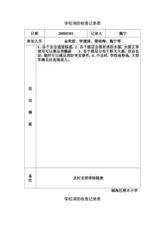 学校消防检查记录表