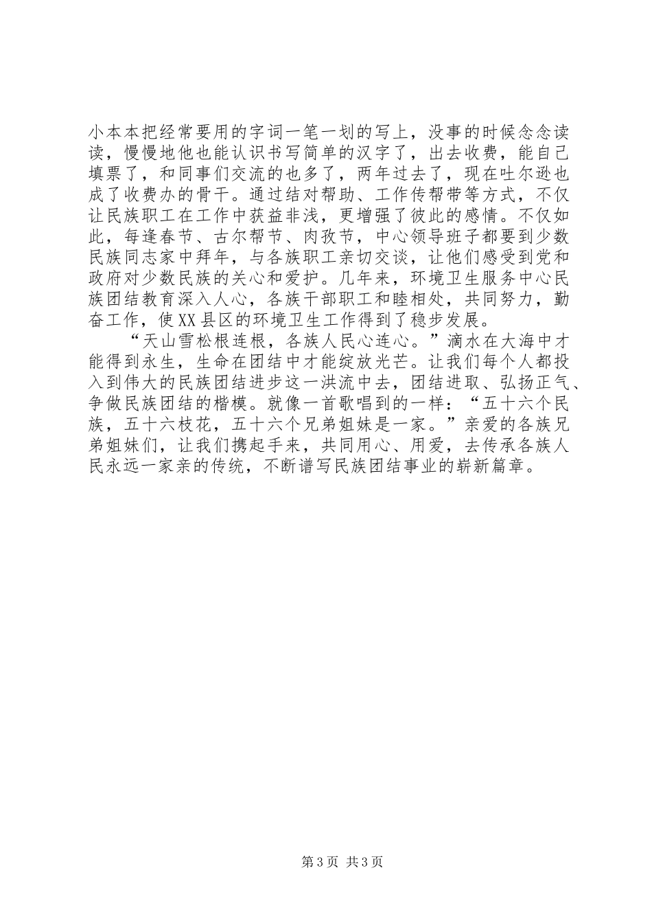 环卫线上的民族情(演讲稿范文)_第3页