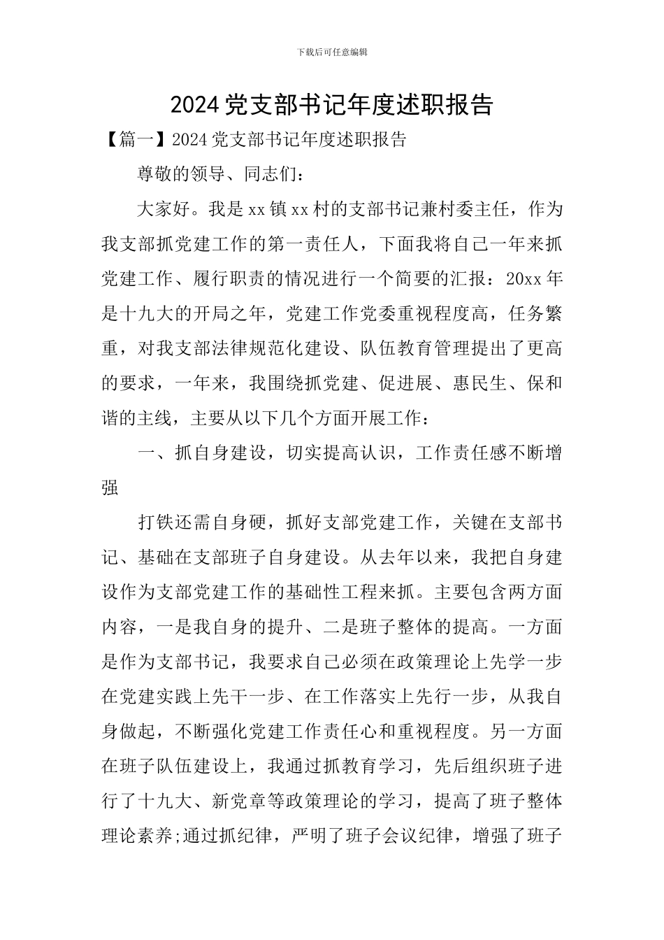 2024党支部书记年度述职报告_第1页