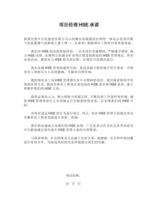 中石化建HSE管理计划书