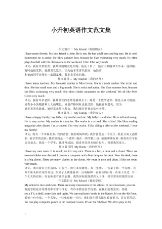 小升初英语作文范文集