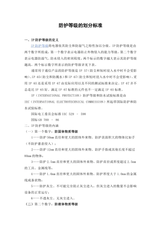 IP防护等级的划分标准