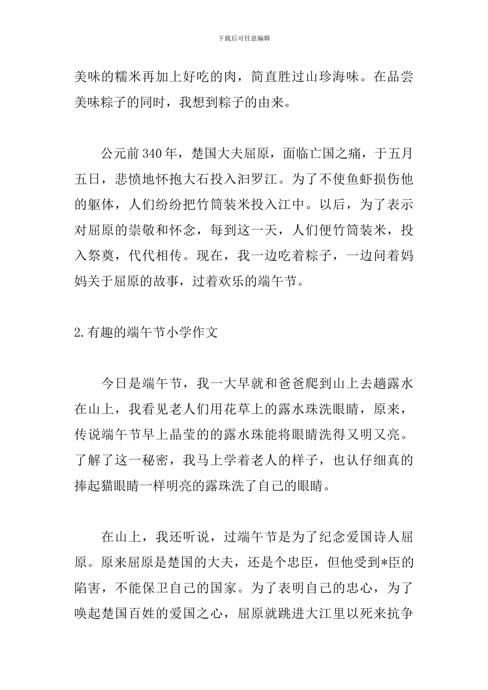 有趣的端午节小学作文5篇_第2页