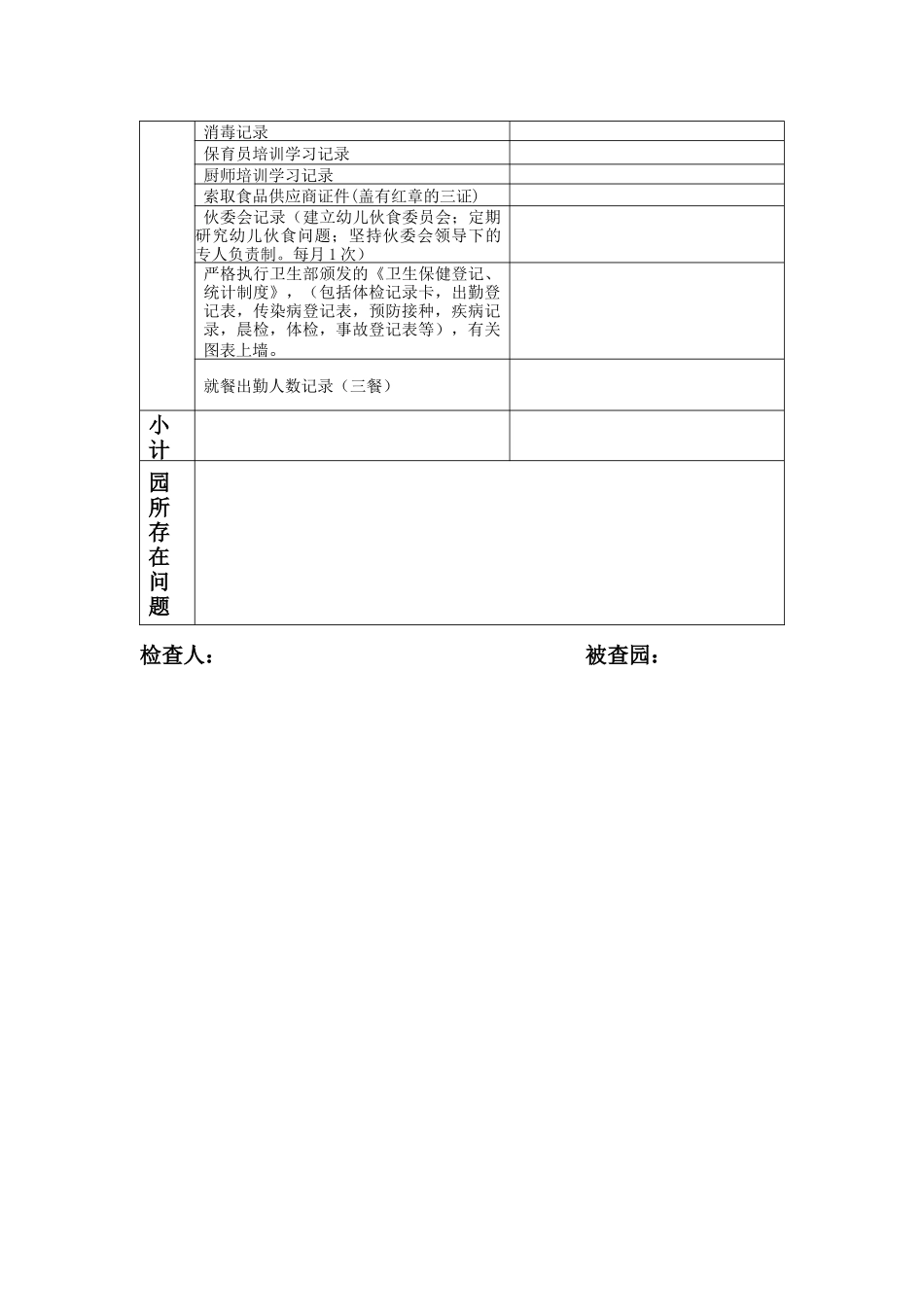 幼儿园后勤工作检查细则表_第3页