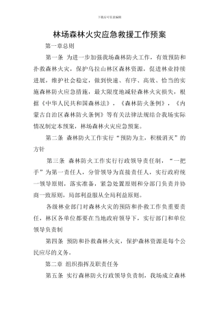 林场森林火灾应急救援工作预案