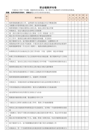 职业锚测评表及解析
