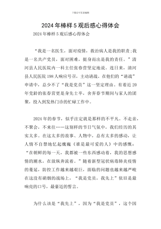 2024年棒样5观后感心得体会