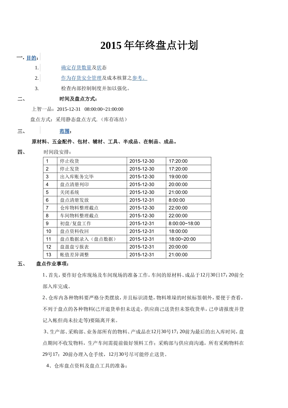 2015年年终盘点计划(新)_第1页