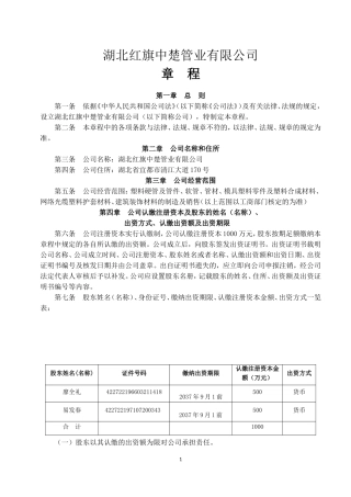 2017年有限责任公司章程范本(新)宜昌
