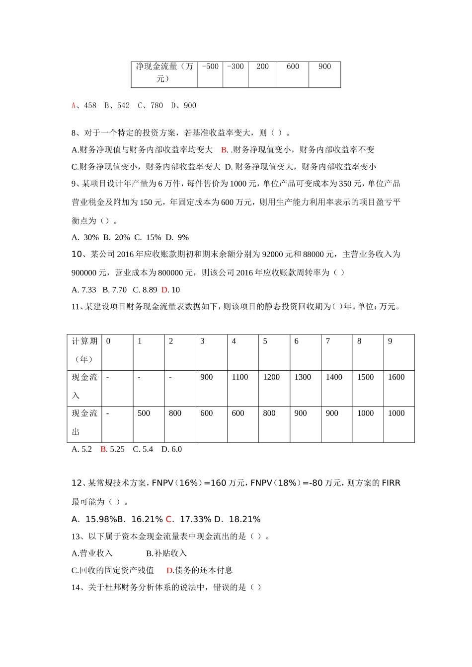 2017经济考试模拟试题1_第2页