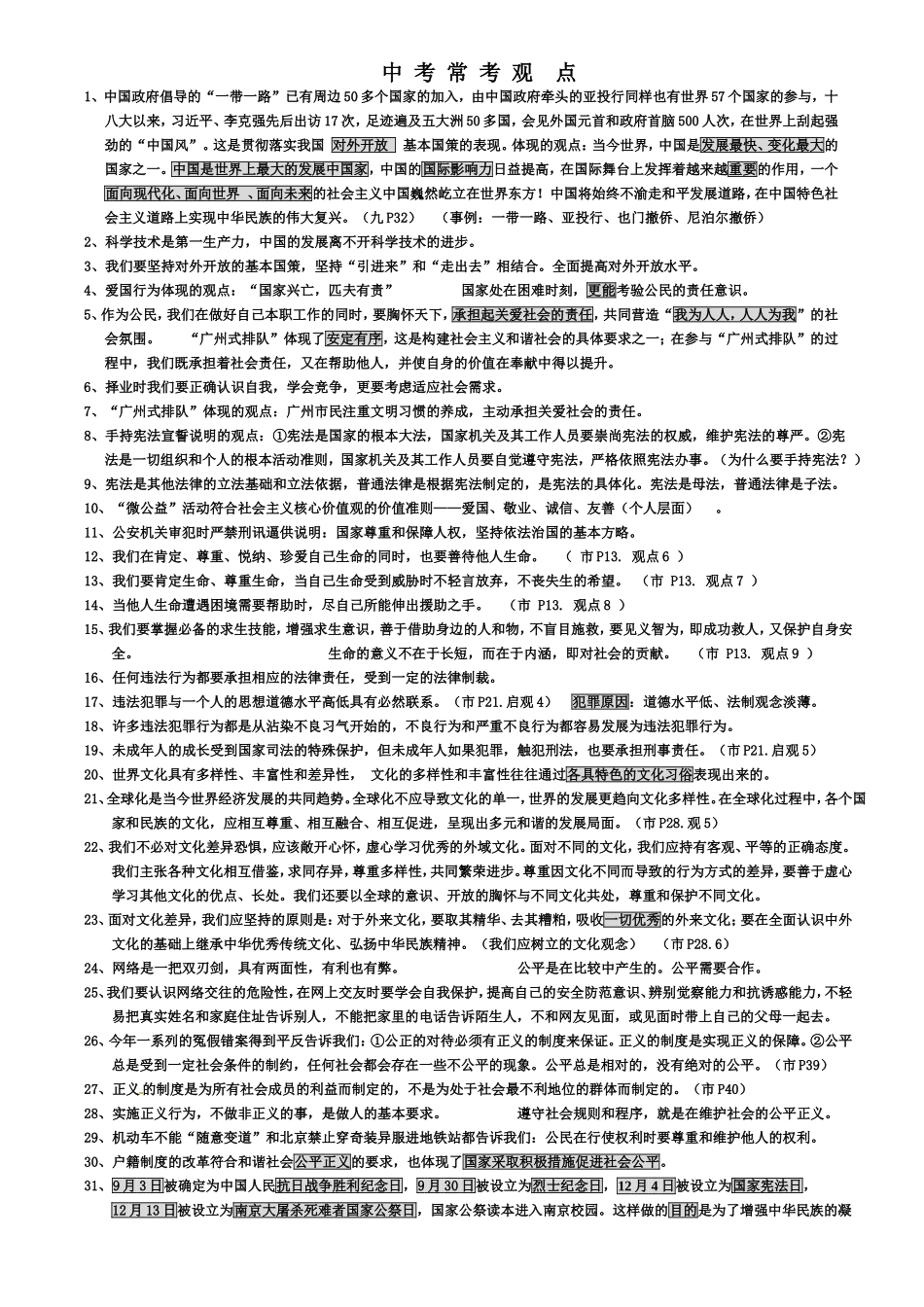 中考常考观点_第1页