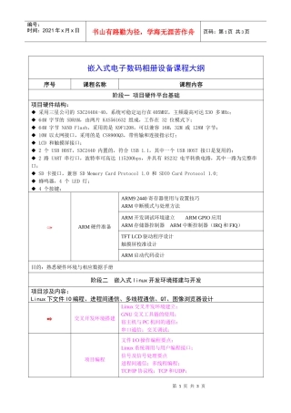 嵌入式电子数码相册设备课程大纲
