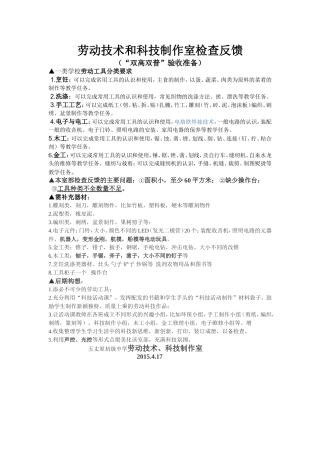 劳动技术和科技制作室检查反馈