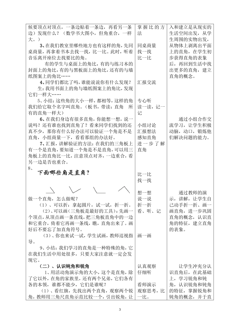 《直角、锐角和钝角的初步认识》教学设计_第3页
