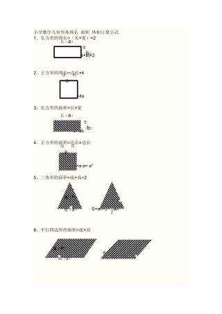 小学数学几何形体周长-面积-体积计算公式(图解版)