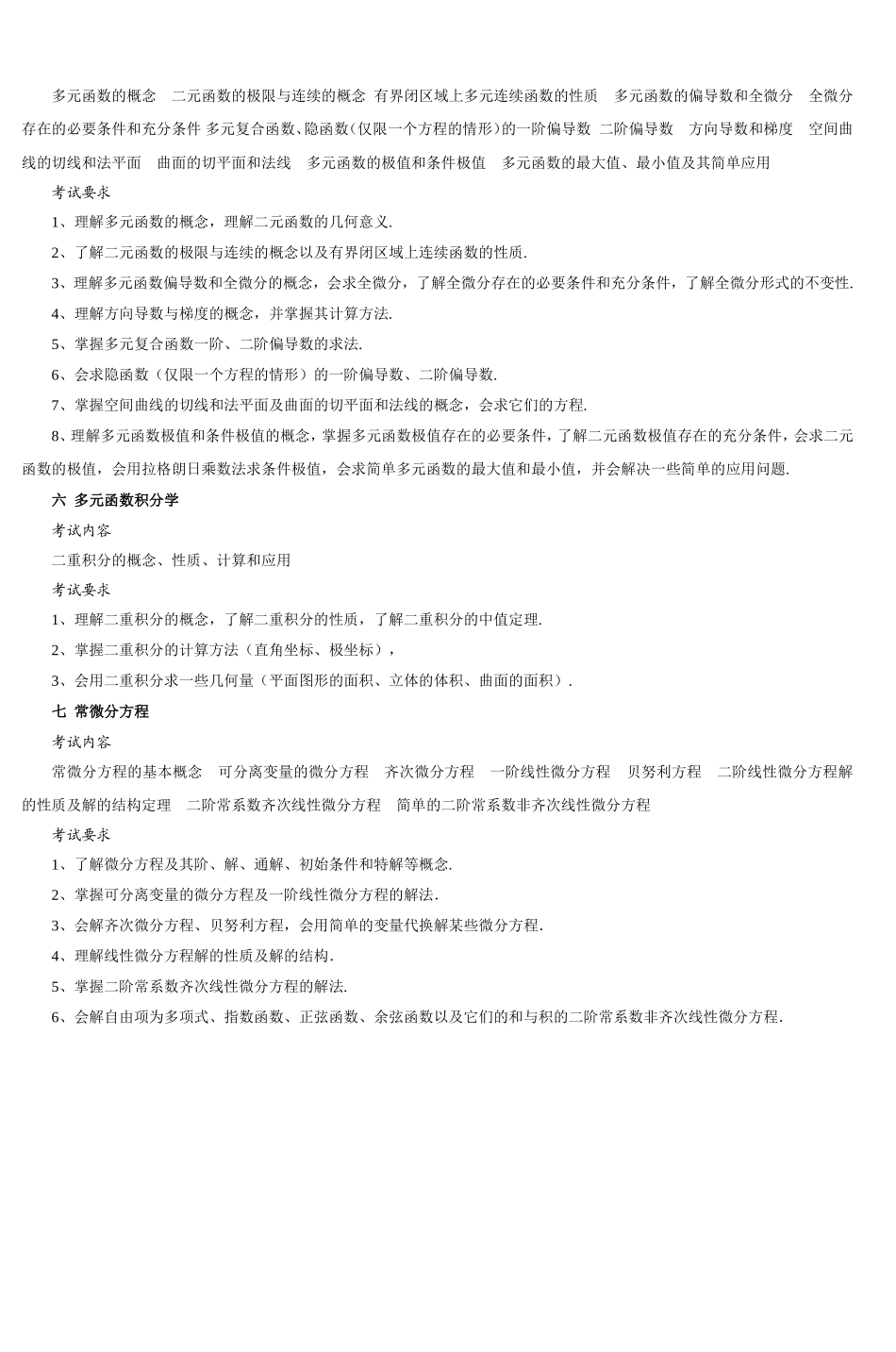 专升本入学考试数学考试大纲-2_第3页