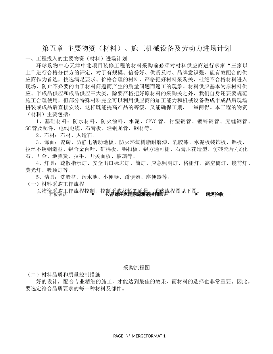主要物资(材料)、施工机械设备及劳动力进场计划_第1页