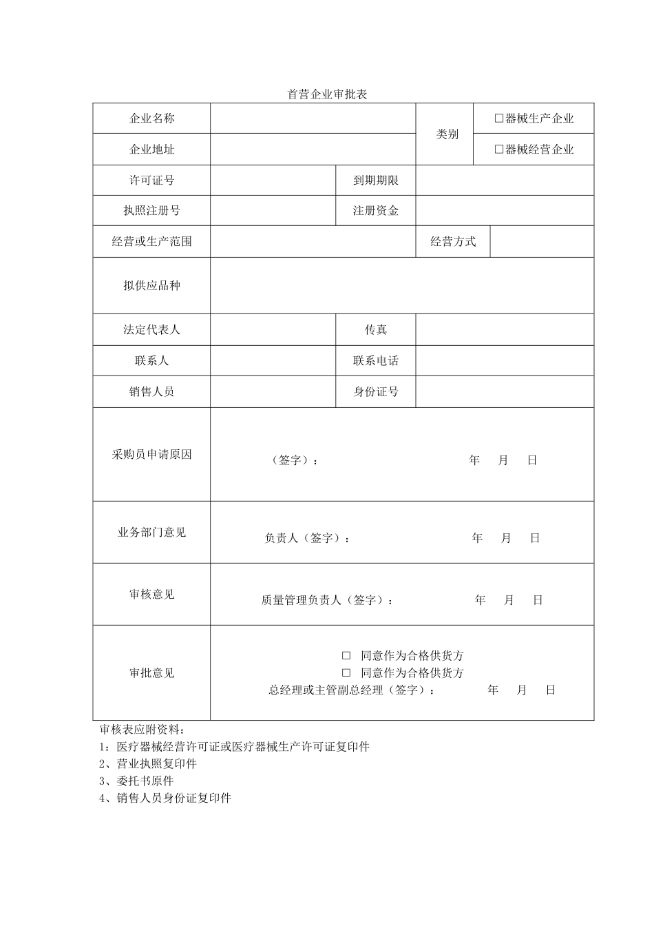 III类医疗器械经营企业质量管理全套表格1223_第1页
