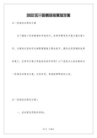 2024五一促销活动策划方案