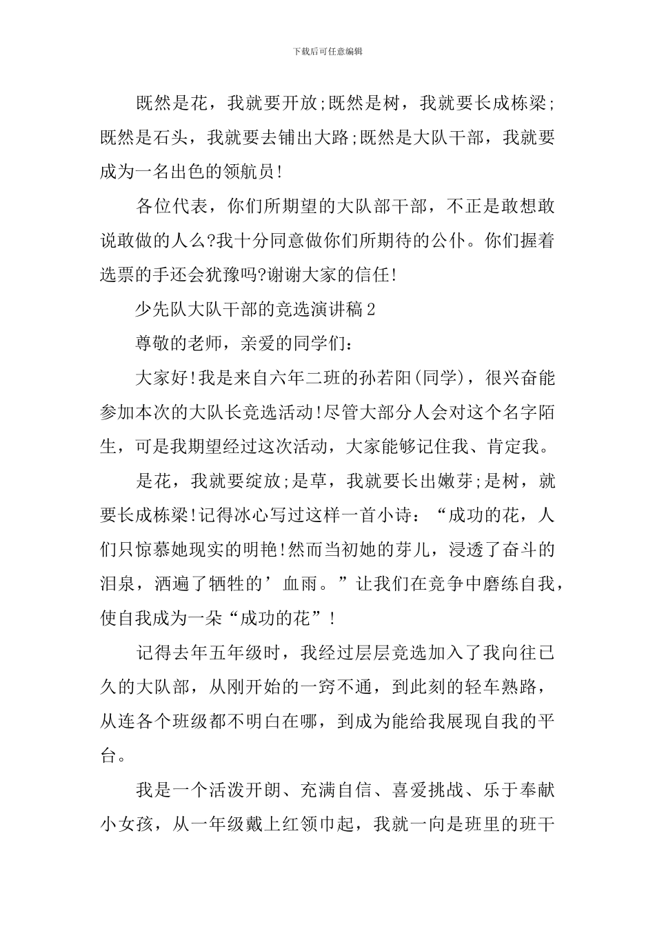 少先队大队干部的竞选演讲稿范文_第2页