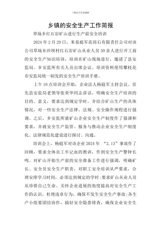 乡镇的安全生产工作简报