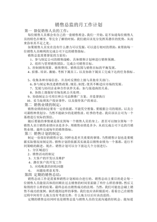 销售总监的月工作计划