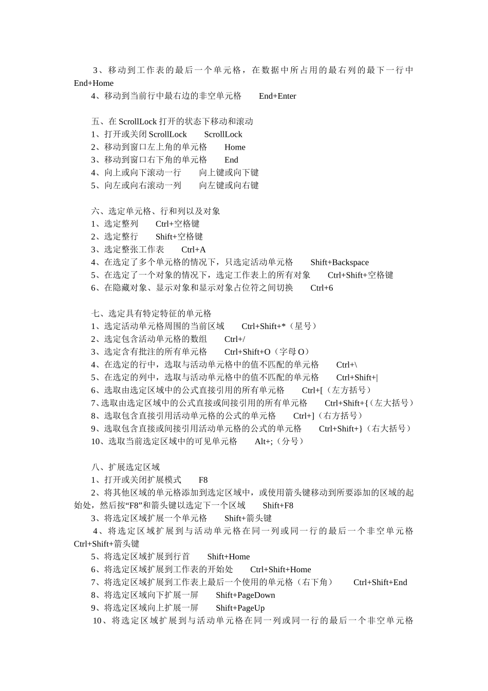 Excel表格中常用快捷键大全_第2页