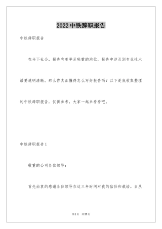 2024中铁辞职报告_1