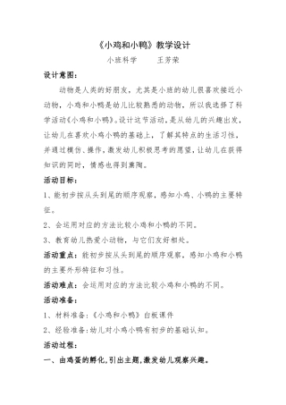 小鸡和小鸭教案