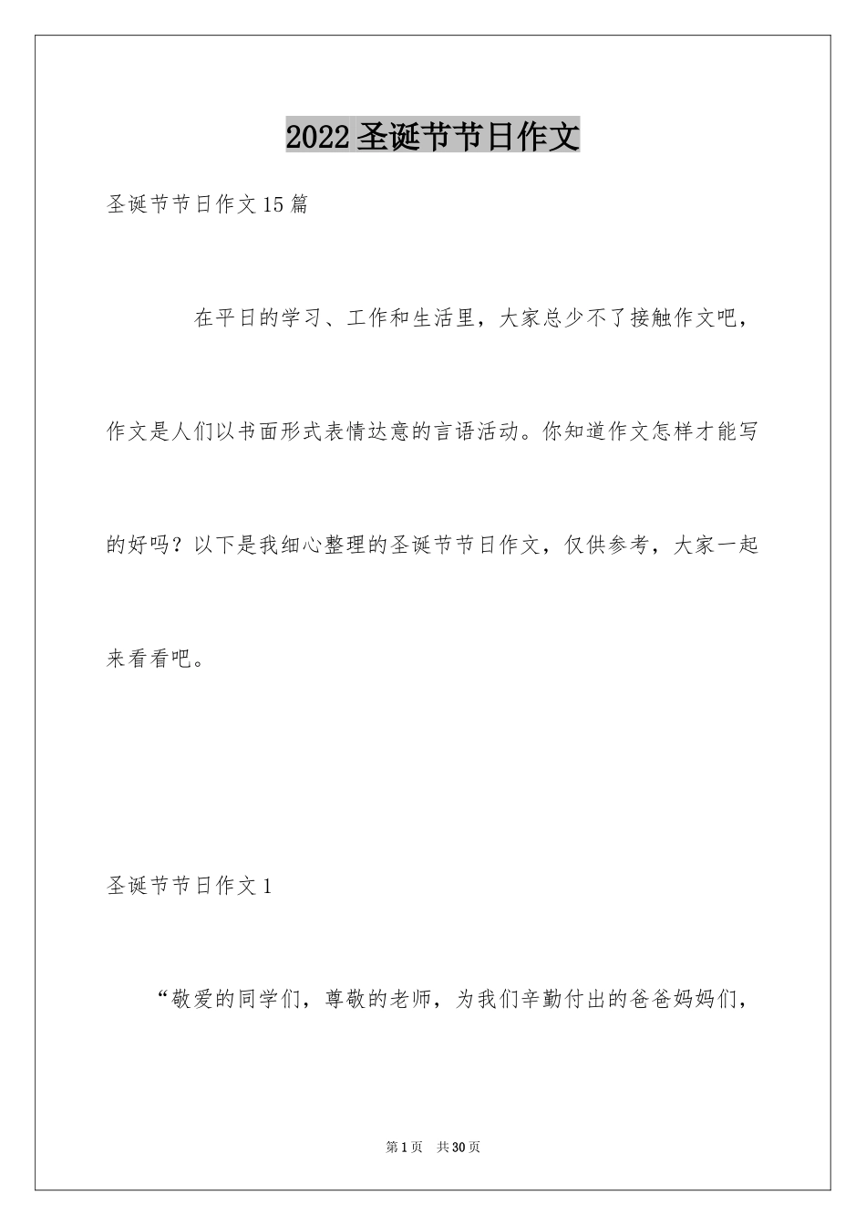 2024圣诞节节日作文_6_第1页