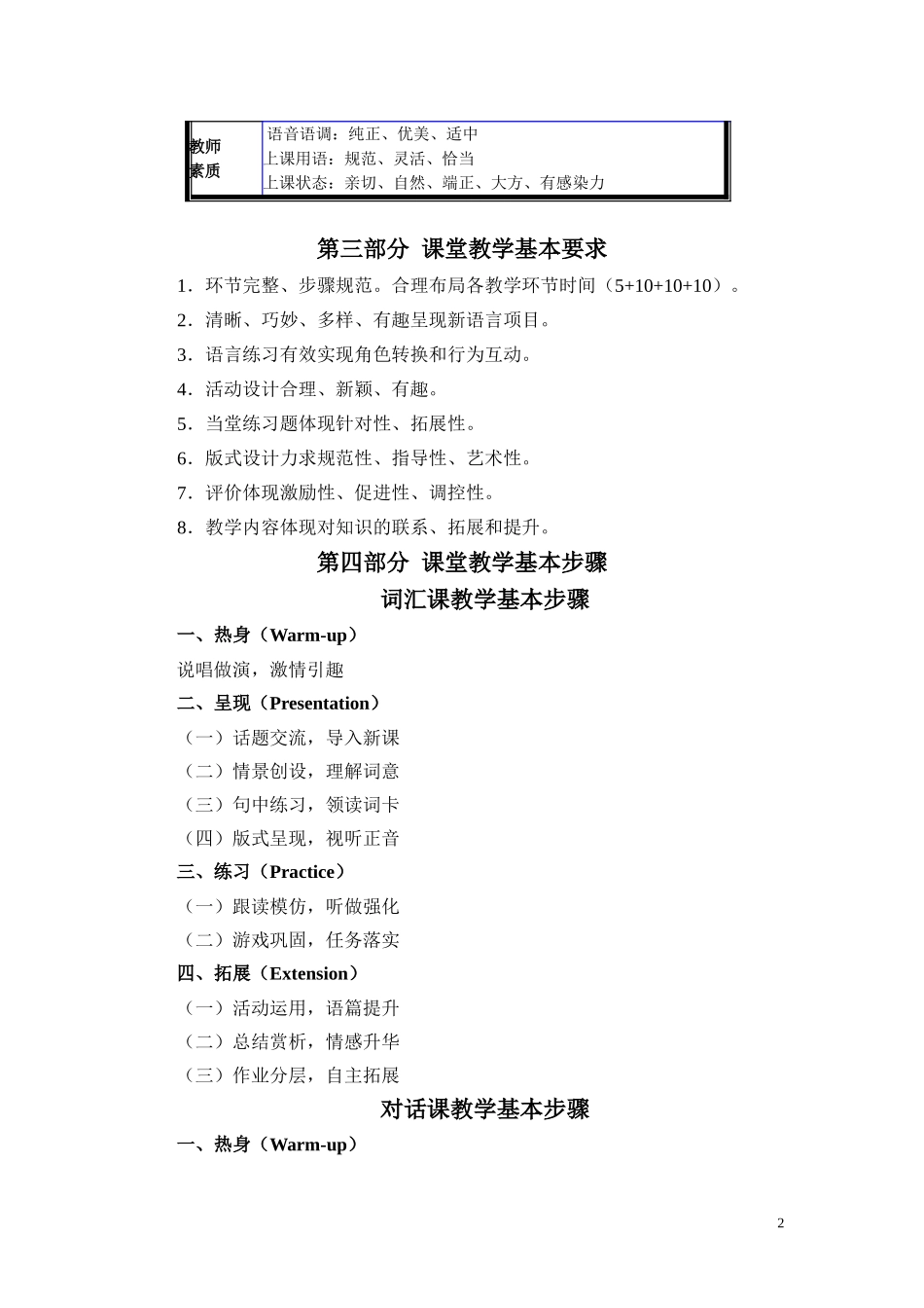 小学英语词汇、对话、阅读新授课基本模式_第2页