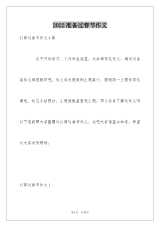 2024准备过春节作文_1