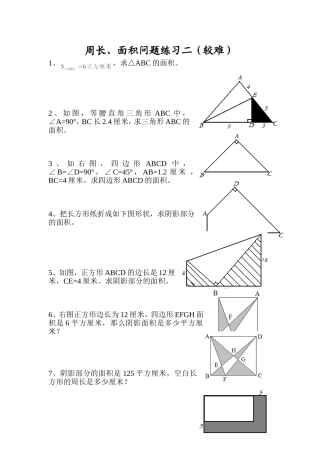 小学五年级面积问题综合练习(难)