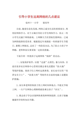 引导小学生远离网络的几点建议