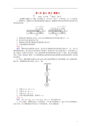 2017届高考物理一轮总复习-必修部分-第2章-相互作用-第1讲-重力-弹力-摩擦力限时规范特训