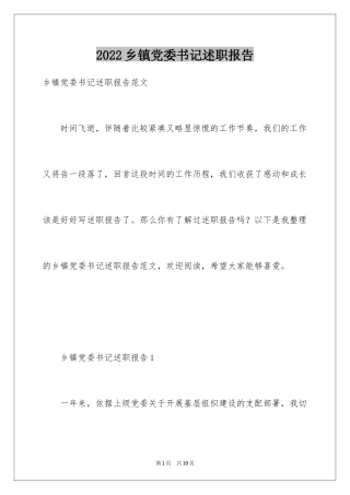 2024乡镇党委书记述职报告_1