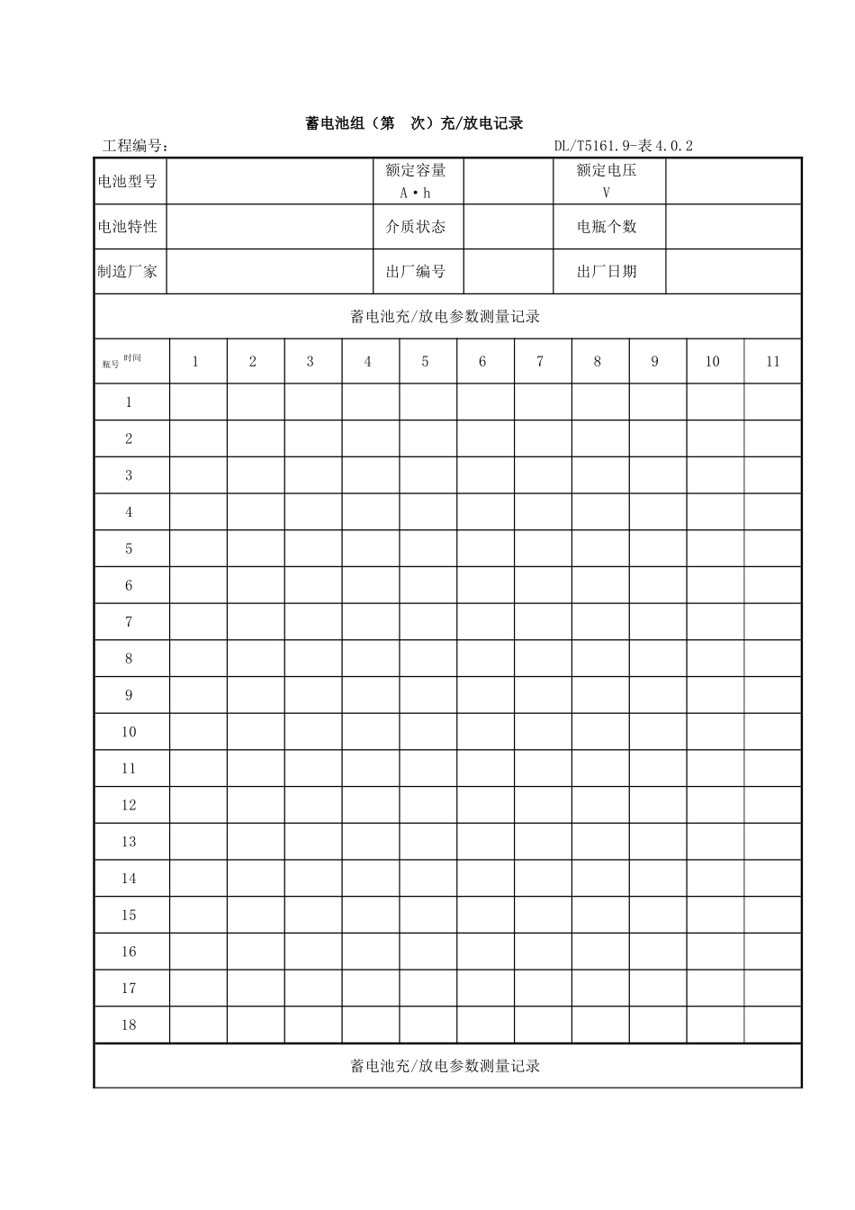 蓄电池组充放电记录表格格式_第1页